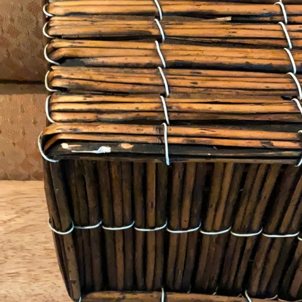 Wicker Basket, Rectangular, Catchall basket, Boho chic - Picture 10 of 11